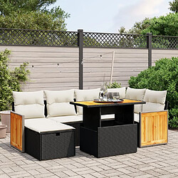 Maison Chic Ensemble Tables et chaises d'extérieur 7pcs avec coussins,Salon de jardin noir résine tressée -GKD883594