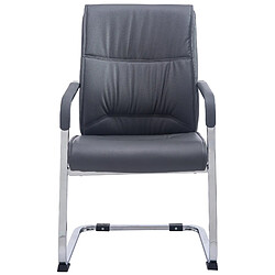 Decoshop26 Fauteuil de bureau sans roulettes chaise visiteur sans roulettes jusqu'à 260kg en PVC gris 10_0002773