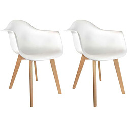 The Concept Factory Fauteuil scandinave en polypropylène (Lot de 2) blanc. Fauteuil scandinave en polypropylène (Lot de 2) blanc