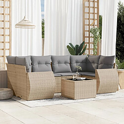 vidaXL Salon de jardin avec coussins 7 pcs beige résine tressée 