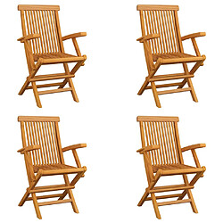 vidaXL Chaises pliables de jardin lot de 4 Bois de teck solide