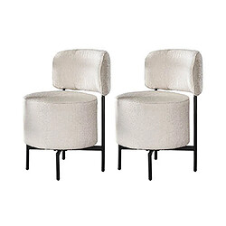 Mes Lot de 2 chaises rotatives 51x61x82 cm en tissu bouclette blanc