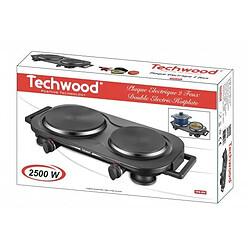 Techwood Double Plaque Chauffante Électrique 2 Foyers 2500 W Protection contre la surchauffe Noire