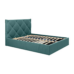 Lit coffre 140 x 190 cm - Velours - Bleu canard + Matelas - STARI de Pascal Morabito pas cher