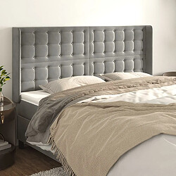 Maison Chic Tête de lit scandinave avec oreilles,meuble de chambre Gris clair 163x16x118/128 cm Velours -MN43534