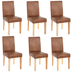 Mendler Lot de 6 chaises de séjour Littau ~tissu - aspect daim / pieds clairs