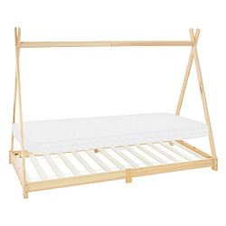 ML-Design Lit enfant + matelas Lit maison Sommier à lattes Tipi Lit bois naturel 90x200cm 