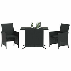 Avis Maison Chic Ensemble de bistro 3 pcs avec coussins,Table + chaises + coussins de jardin noir résine tressée -GKD677609