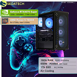 Sedatech PC Gamer • AMD Ryzen 5 7600X • RTX4070 Super • 16Go DDR5 • 1To SSD M.2 • sans OS