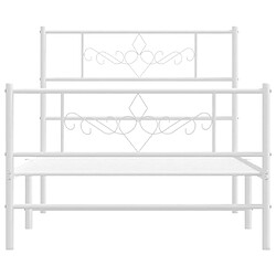 Acheter Maison Chic Lit adulte - Cadre de lit métal avec tête de lit/pied de lit,Structure du lit Contemporain pour chambre blanc 75x190 cm -MN84588