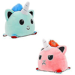 Universal Poupée d'humeur flip réversible double face flip animal licorne peluche poupée ï ¼ rose + bleu ¼ ‰