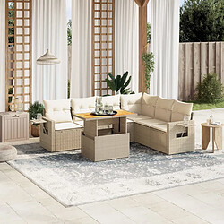 vidaXL Salon de jardin avec coussins 7 pcs beige résine tressée