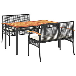 Maison Chic Ensemble à manger d'extérieur 3 pcs avec coussins,Salon de jardin Noir -GKD130847