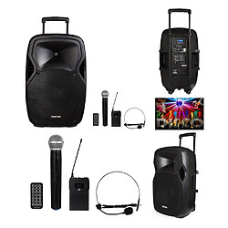 ENCEINTE SONO PORTABLE PRO PARTY KARAOKE BLUETOOTH 200W USB TWS MSD + MICRO MAIN SANS FIL + MICRO SERRE TETE + TELECOMMANDE 