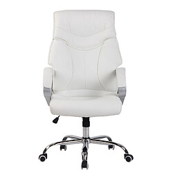 Decoshop26 Fauteuil de bureau rembourrage généreux mécanisme d'inclinaison en PVC blanc 10_0002677