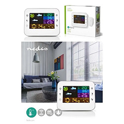 NEDIS STATION METEO COULEUR INT/EXT DECO BOIS Horloge PRESSION ATMO-hygromètre + Sonde EXT 