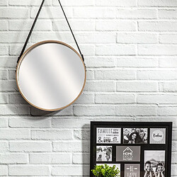 The Home Deco Factory Miroir rond avec anse en PU Barber 40 cm.