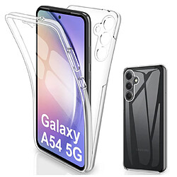 Htdmobiles Coque pour Samsung Galaxy A54 5G - housse etui silicone gel fine 360 integrale (avant et arriere) + film ecran - TRANSPARENT Coque pour Samsung Galaxy A54 5G - housse etui silicone gel 360 integrale + film ecran - TRANSPARENT