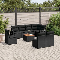 Maison Chic Ensemble Tables et chaises d'extérieur 9 pcs avec coussins,Salon de jardin noir résine tressée -GKD104025