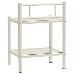 Maison Chic Table de chevet,Table de Nuit,Meuble de Rangement Blanc/transparent 45x34,5x60,5cm Métal et verre pas cher