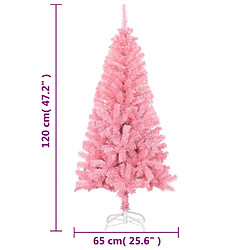 vidaXL Sapin de Noël artificiel avec support rose 120 cm PVC pas cher