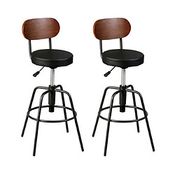 Mes Lot de 2 chaises de bar industrielles 45,5x41x93/105 cm noir et marron