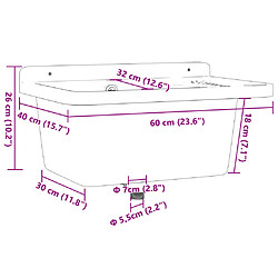 vidaXL Évier utilitaire pour montage murale blanc 60x40x28 cm résine pas cher