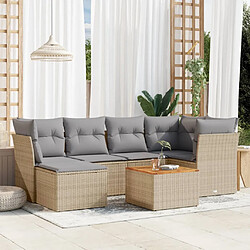 vidaXL Salon de jardin avec coussins 7pcs mélange beige résine tressée 