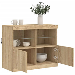 Maison Chic Commode Buffet - Meuble de rangement avec lumières LED chêne sonoma 81x37x67 cm -GKD25719 pas cher