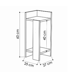 Avis Toilinux Table de chevet Elos droite 27 cm - Bois naturel et Gris Anthracite