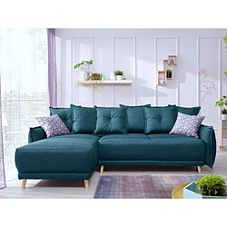 Bestmobilier Lena - canapé d'angle réversible convertible - 4 places - style scandinave Lena - canapé d'angle réversible convertible - 4 places - style scandinave - Bleu turquoise