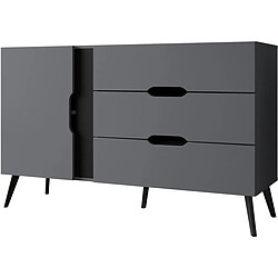 palozi home Buffet Dazel - 138 x 42 x 85 cm - Gris/Noir 