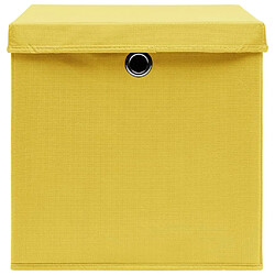 Acheter Maison Chic Lot de 10 Boîtes de rangement,Boîtes de stockage et couvercles Jaune 32x32x32cm Tissu -MN302320