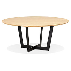 Alterego Table de salle à manger ronde 'LULU' en bois finition naturelle et métal noir - Ø120 cm