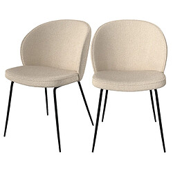 Rendez Vous Deco Chaise Groom beige en tissu bouclette (lot de 2) 