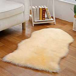 LUUCOZK Tapis moelleux en fausse fourrure Tapis à poils longs pour chambre à coucher Salon-couleur crème-Irrégulier 60x120 