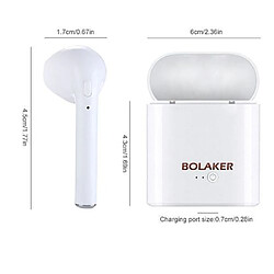 Écouteurs Sans fil BOLAKER TWS i7s bluetooth avec Chargeur, Blanc