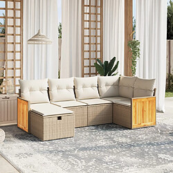 vidaXL Salon de jardin avec coussins 6 pcs beige résine tressée