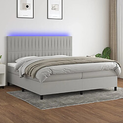 vidaXL Sommier à lattes de lit et matelas et LED Gris clair 200x200 cm