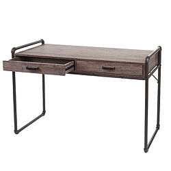 Decoshop26 Bureau table d'ordinateur design industriel 75x120x60cm aspect chêne marron 04_0001445