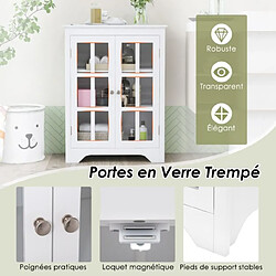 Helloshop26 Armoire autoportante meuble de rangement autoportant 2 portes en verre etagères réglables organisateur de rangement moderne blanc 20_0007687