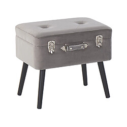 Beliani Tabouret avec coffre en velours gris MALLARD 