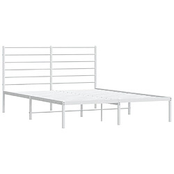 Maison Chic Lit adulte 140x200cm- Cadre de lit métal avec tête de lit pour chambre blanc -MN49538 pas cher