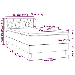 vidaXL Sommier à lattes de lit avec matelas Gris foncé 100x200cm Tissu pas cher