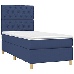 Avis Maison Chic Lit Adulte - Lit simple Lit à sommier tapissier avec matelas moelleux - Meuble de Chambre - Bleu 80x200 cm Tissu -MN79103