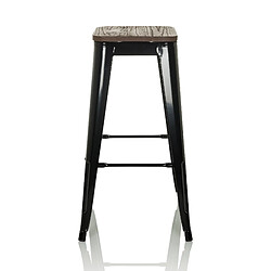 Tabouret de bar VANTAGGIO HIGH WS noir métallisé / bois véritable assise pivotante foncé hjh OFFICE 