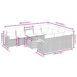 Avis vidaXL Salon de jardin 11 pcs avec coussins beige résine tressée