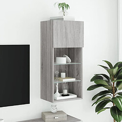 Acheter Maison Chic Meuble TV avec lumières LED, Banc TV pour salon, Meuble de rangement sonoma gris 40,5x30x90 cm -GKD82540