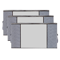 3 Pièces Organisateurs De Sac De Rangement Pliable Vêtements Stockage De Plume Gris Horizontal