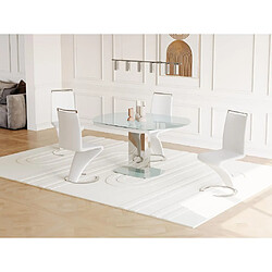 Vente-Unique Table à manger extensible TALICIA - Verre trempé & métal - 6 à 8 personnes - Coloris Blanc